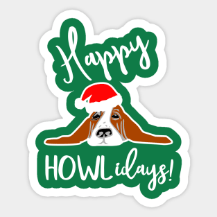 Happy Howlidays, santa paws Chrismtas dog sweater Sticker